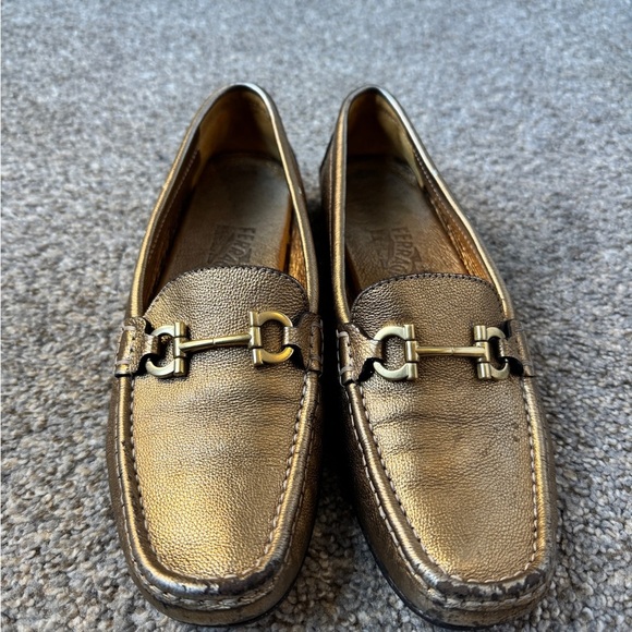 Salvatore Ferragamo Shoes - Salvatore Ferragamo Gold Loafers